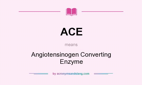 What does ACE mean? It stands for Angiotensinogen Converting Enzyme