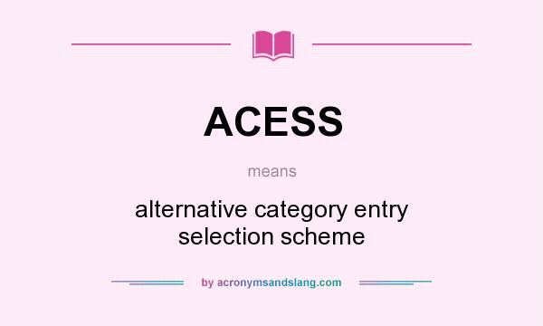 What does ACESS mean? It stands for alternative category entry selection scheme