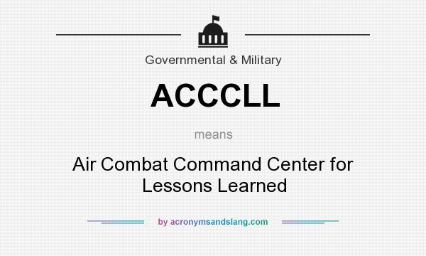 What does ACCCLL mean? It stands for Air Combat Command Center for Lessons Learned