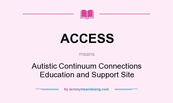What does ACCESS mean? It stands for Autistic Continuum Connections Education and Support Site