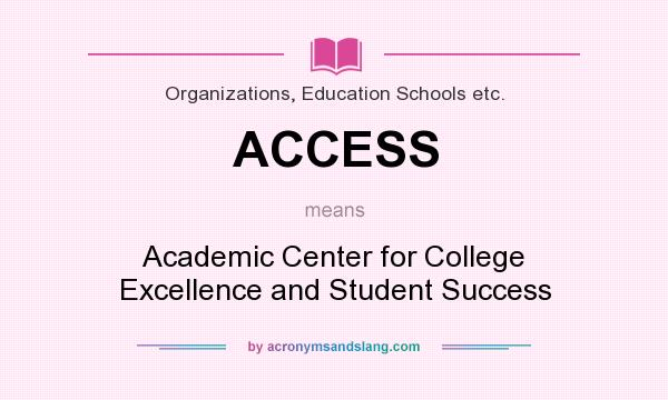 What does ACCESS mean? It stands for Academic Center for College Excellence and Student Success