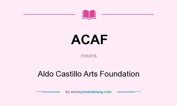 What does ACAF mean? It stands for Aldo Castillo Arts Foundation
