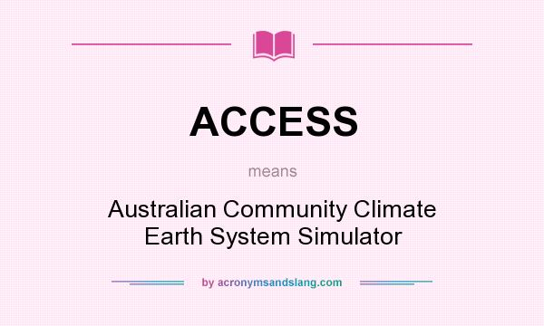 What does ACCESS mean? It stands for Australian Community Climate Earth System Simulator