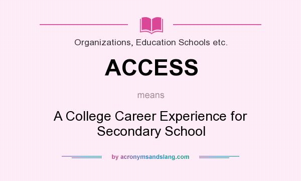 What does ACCESS mean? It stands for A College Career Experience for Secondary School