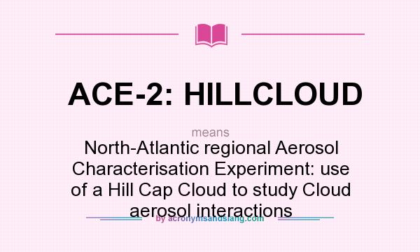 What does ACE-2: HILLCLOUD mean? It stands for North-Atlantic regional Aerosol Characterisation Experiment: use of a Hill Cap Cloud to study Cloud aerosol interactions