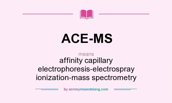 What does ACE-MS mean? It stands for affinity capillary electrophoresis-electrospray ionization-mass spectrometry
