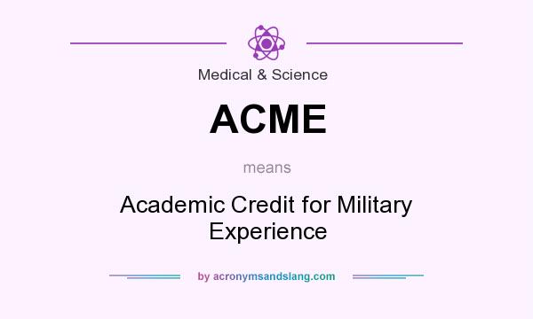 What does ACME mean? It stands for Academic Credit for Military Experience