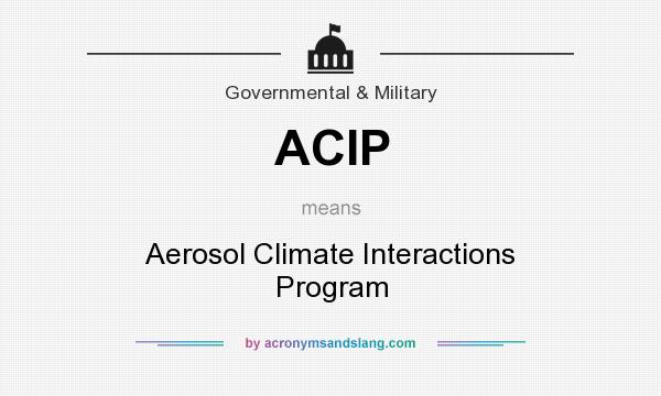 What does ACIP mean? It stands for Aerosol Climate Interactions Program