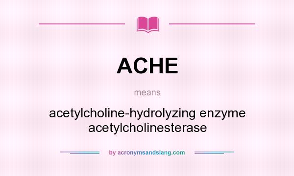 What does ACHE mean? It stands for acetylcholine-hydrolyzing enzyme acetylcholinesterase