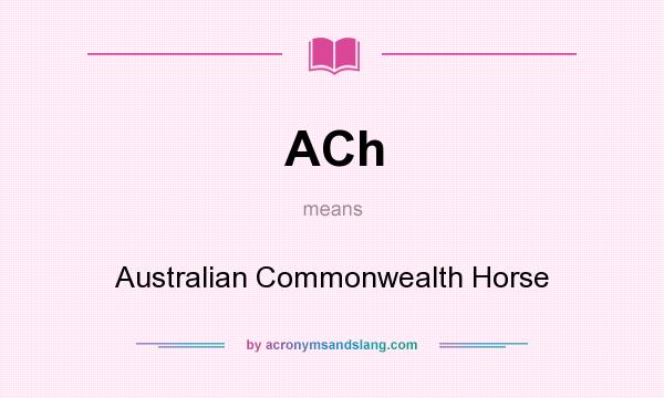 What does ACh mean? It stands for Australian Commonwealth Horse