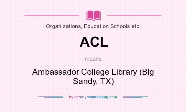 What does ACL mean? It stands for Ambassador College Library (Big Sandy, TX)