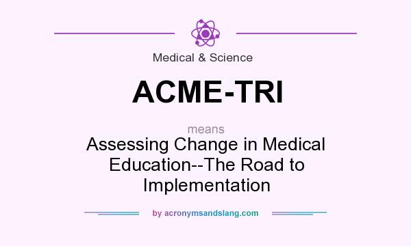 What does ACME-TRI mean? It stands for Assessing Change in Medical Education--The Road to Implementation