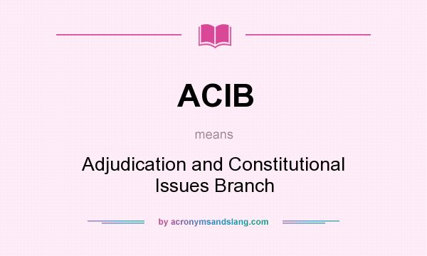 What does ACIB mean? It stands for Adjudication and Constitutional Issues Branch