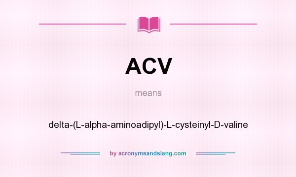 What does ACV mean? It stands for delta-(L-alpha-aminoadipyl)-L-cysteinyl-D-valine