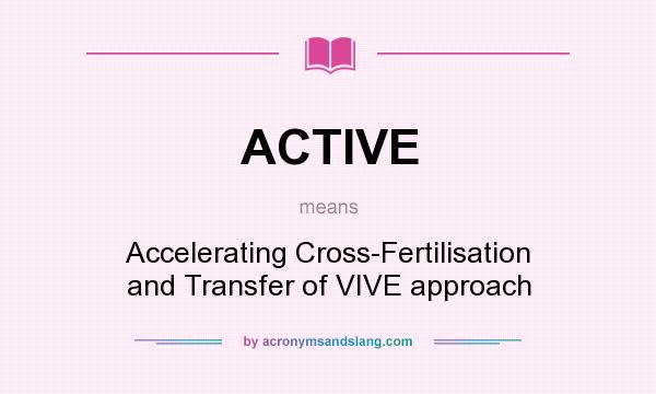 What does ACTIVE mean? It stands for Accelerating Cross-Fertilisation and Transfer of VIVE approach