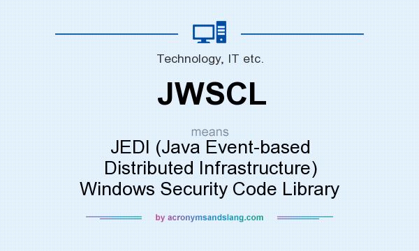 What does JWSCL mean? It stands for JEDI (Java Event-based Distributed Infrastructure) Windows Security Code Library