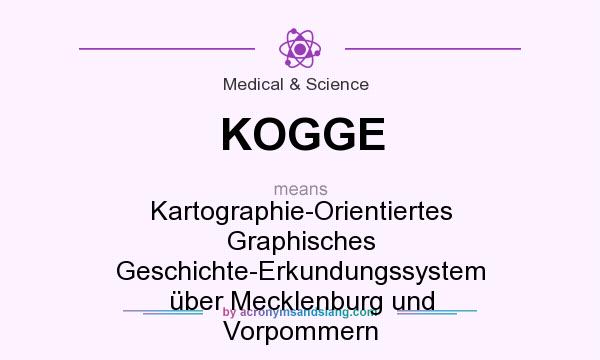 What does KOGGE mean? It stands for Kartographie-Orientiertes Graphisches Geschichte-Erkundungssystem über Mecklenburg und Vorpommern