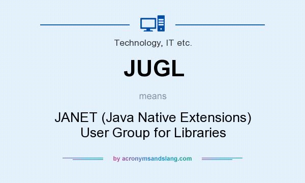 What does JUGL mean? It stands for JANET (Java Native Extensions) User Group for Libraries