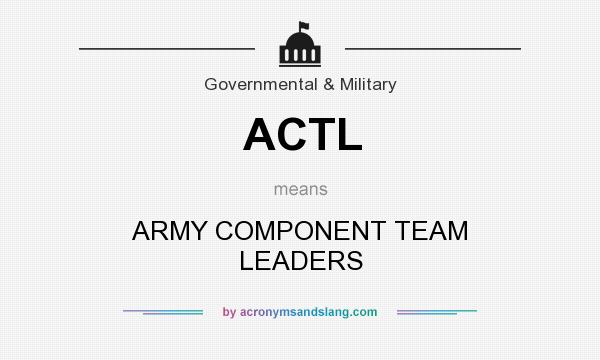 What does ACTL mean? It stands for ARMY COMPONENT TEAM LEADERS
