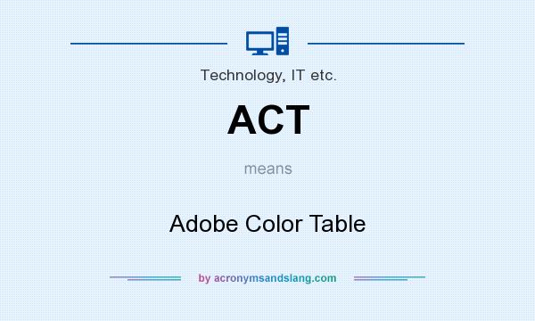 What does ACT mean? It stands for Adobe Color Table