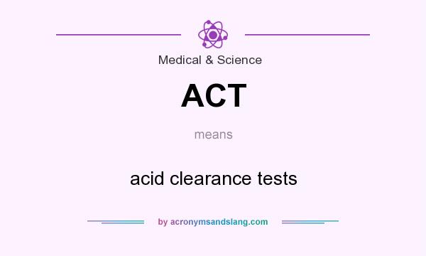 What does ACT mean? It stands for acid clearance tests