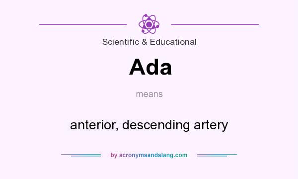 What does Ada mean? It stands for anterior, descending artery