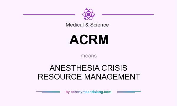 What does ACRM mean? It stands for ANESTHESIA CRISIS RESOURCE MANAGEMENT