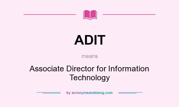 What does ADIT mean? It stands for Associate Director for Information Technology
