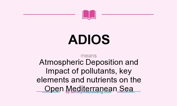 What does ADIOS mean? It stands for Atmospheric Deposition and Impact of pollutants, key elements and nutrients on the Open Mediterranean Sea