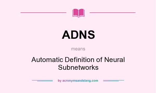 What does ADNS mean? It stands for Automatic Definition of Neural Subnetworks