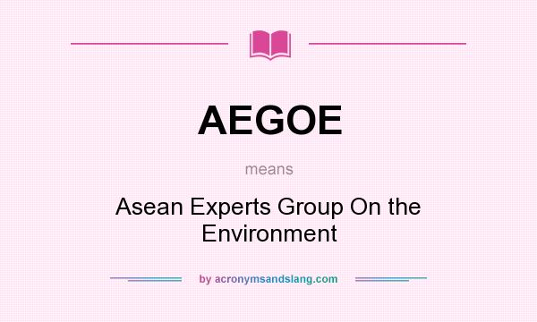 What does AEGOE mean? It stands for Asean Experts Group On the Environment