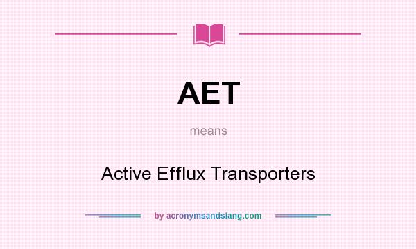 What does AET mean? It stands for Active Efflux Transporters