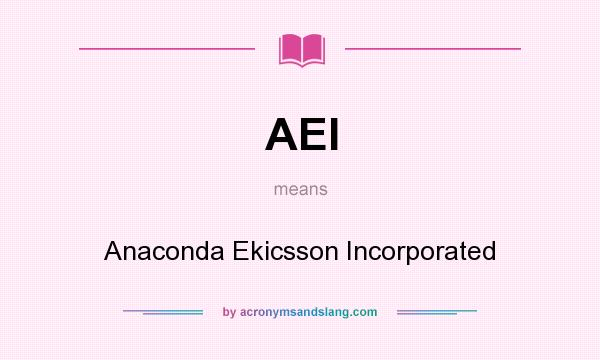 What does AEI mean? It stands for Anaconda Ekicsson Incorporated