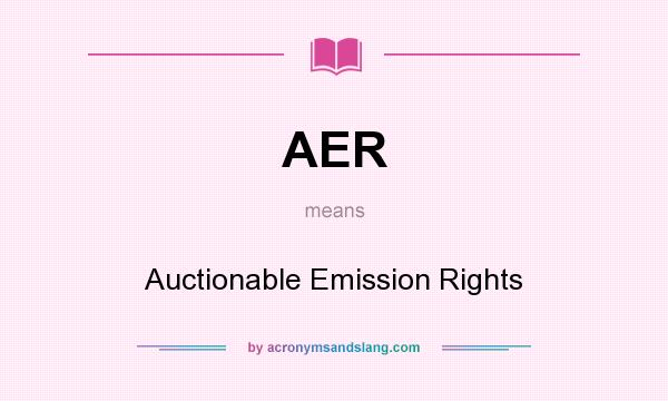 What does AER mean? It stands for Auctionable Emission Rights