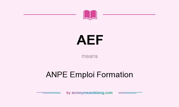 What does AEF mean? It stands for ANPE Emploi Formation