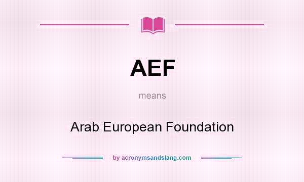 What does AEF mean? It stands for Arab European Foundation