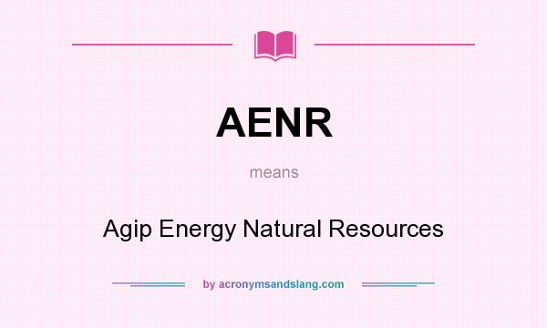 What does AENR mean? It stands for Agip Energy Natural Resources