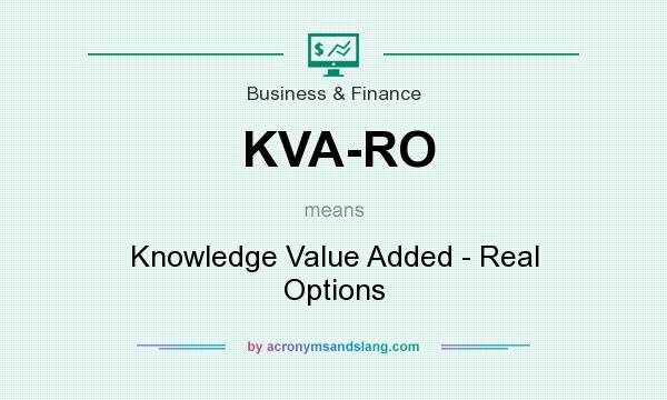 What does KVA-RO mean? It stands for Knowledge Value Added - Real Options
