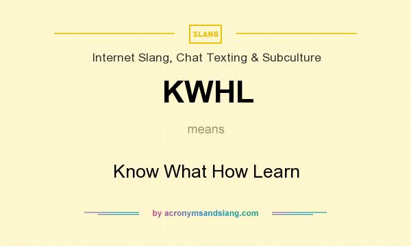 What does KWHL mean? It stands for Know What How Learn