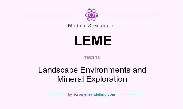 What does LEME mean? It stands for Landscape Environments and Mineral Exploration