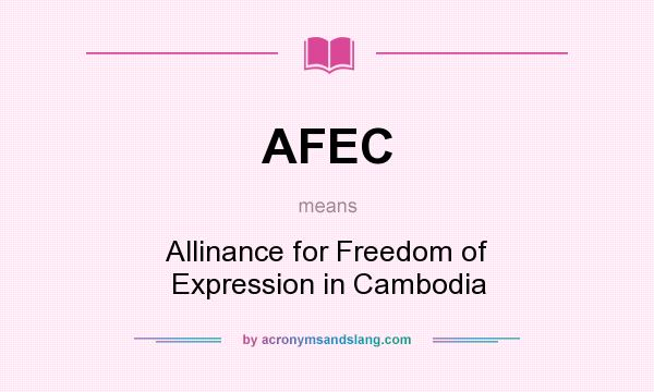What does AFEC mean? It stands for Allinance for Freedom of Expression in Cambodia