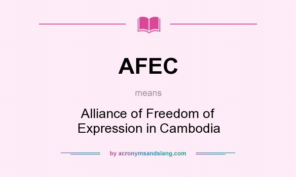 What does AFEC mean? It stands for Alliance of Freedom of Expression in Cambodia