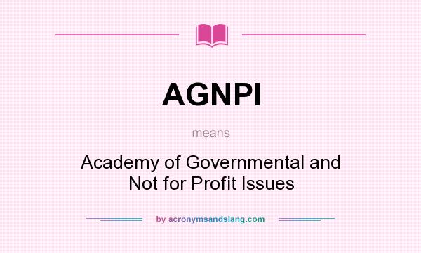 What does AGNPI mean? It stands for Academy of Governmental and Not for Profit Issues