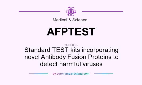 What does AFPTEST mean? It stands for Standard TEST kits incorporating novel Antibody Fusion Proteins to detect harmful viruses