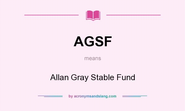 What does AGSF mean? It stands for Allan Gray Stable Fund