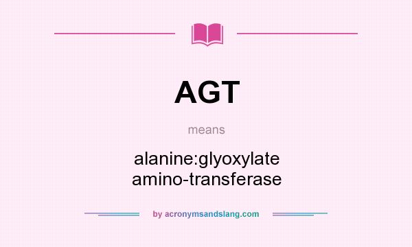 What does AGT mean? It stands for alanine:glyoxylate amino-transferase