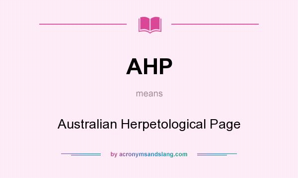 What does AHP mean? It stands for Australian Herpetological Page