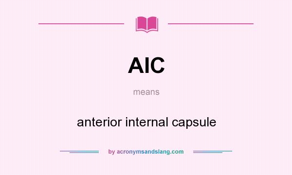 What does AIC mean? It stands for anterior internal capsule