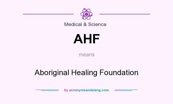 What does AHF mean? It stands for Aboriginal Healing Foundation
