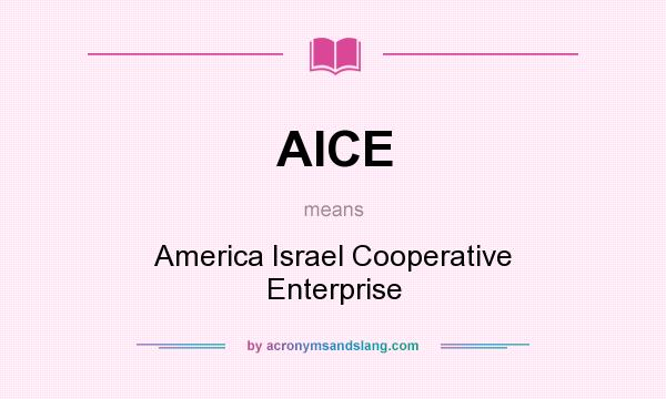 What does AICE mean? It stands for America Israel Cooperative Enterprise